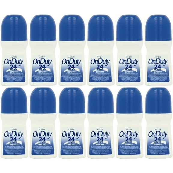 Avon On Duty 24 Hour Sport Roll On Antiperspirant Deodorant 2.6 fl.oz. (Pack 12)