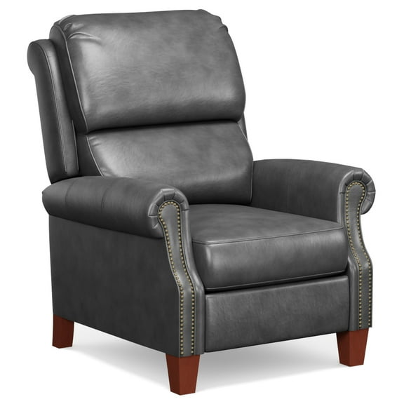 Sunset Trading Alexander Pushback Contemporary Leather Recliner in Gray