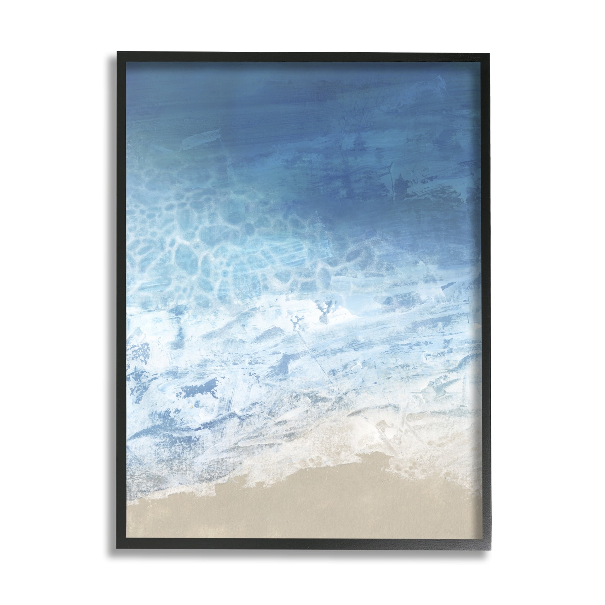 Stupell Industries Water Waves Blue Ocean Shore Coastal Painting White Framed Art Print Wall Art