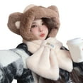 thumbnail image 2 of Eoperou Women Winter Bear Ear Hat Adorable Super Soft Thickened Cold-Proof Ear Protection Beanie Plush Hat with Face Guard, 2 of 8
