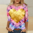 thumbnail image 2 of BLVB Womens 3/4 Sleeve Crew Neck T-Shirts Valentina's Day Spring Shirts Love Heart Printed Graphic Tees Tops Gifts, 2 of 6
