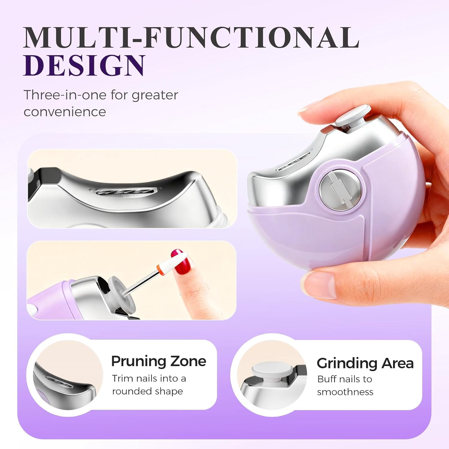Electric Nail Clipper,2026 New with Trimming, Buffing, and Polish Removal in One, 2 Speeds, Type-C Rechargeable, Automatic Electric Nail File for Men Women Kids Baby Adults