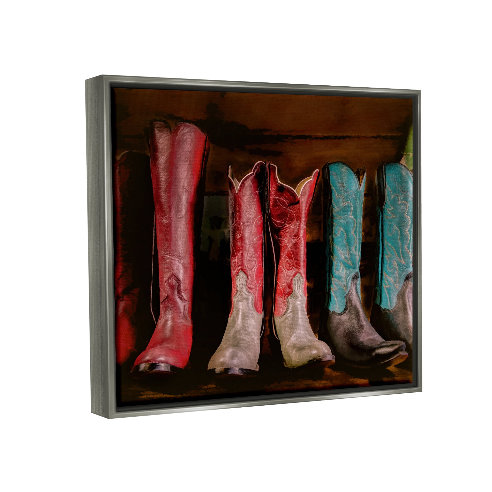 Stupell Industries Cowgirl Boots Photography Beauty & Fashion Photography Gray Floater Framed Canvas Art Print Wall Art, 31 x 25
