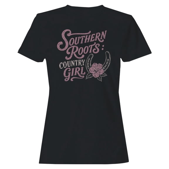 Smartprints Southern Roots Country Girl Women's T-Shirt Black, Cotton, S