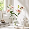 thumbnail image 5 of ZZkhGO 2 Pack Artificial Lily Flowers, Lifelike Silk Cloth Realistic Fake Lilies, No Maintenance Faux Flower Arrangement for Home Wedding Party Decor, Pink, 5 of 6