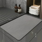 Kvago Diatomaceous Bath Mat Bathtub Fast Drying Non-Slip Shower Stone Super Absorbent Bathroom Floor Mat, Rectangle (16'' x 24'', Grey)
