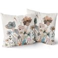 thumbnail image 2 of Teal Brown Cream Grey Floral Throw Pillow Covers 20x20 In Watercolor Tan Gray Beige Flowers Decorative Pillow Cases Rustic Abstract Modern Pillowcases Home Decor For Living Room Couch Sofa Set of 2, 2 of 6