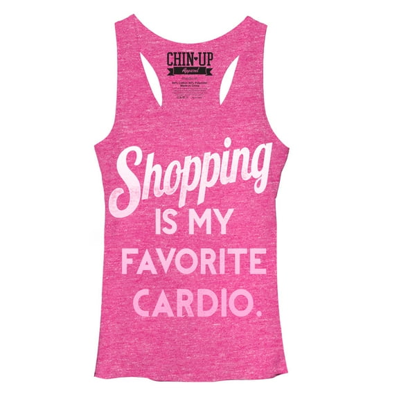 Women's CHIN UP Shopping is Cardio  Racerback Tank Top Pink Heather Small