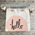thumbnail image 3 of Ambesonne Hello Quilted Bedspread Set 3 Pcs, Pale Pink Speech Bubble, King Size, Blush Black White, 3 of 3