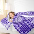 thumbnail image 4 of Feelyou Plaid Love Heart Full Size Comforter Sets, Modern Fashion Patchwork Bedding Comforter Set, Purple Check Buffalo Reversible Bedding Sets, Lightweight Room Decor, 3 Pieces, 4 of 8