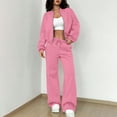 thumbnail image 2 of HUJlwoi Women 2 Piece Outfits Fashion Open Front Jacket and Wide Leg Sweatpants Set Workout Sport Sweatsuit Sets Clothes, 2 of 7