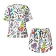 thumbnail image 5 of Wukai Fun Animal with Unicorn Print Women's Pajama Set - Short-Sleeve Top and Shorts with Elastic Waistband and Pockets for Loungewear, Yoga, and Casual Wear-Medium, 5 of 8