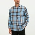 thumbnail image 3 of Atogsazn Mens Plaid Shirts Casual Button Down Long Sleeve Shirt Jacket Tops with Pocket Spring Fall Light Blue XXXL, 3 of 6