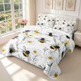 thumbnail image 3 of Erosebridal Rustic Bee Twin Quilt Set,Watercolor Sunflower Floral Twin Coverlet Set,White Silver,2-Piece,1 Bedspread and 1 Pillowcase, 3 of 7