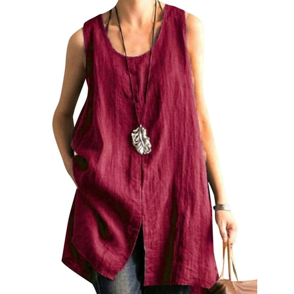 ZANZEA Womens Vest Sleeveless Casual Crew Neck Singlet Blouse