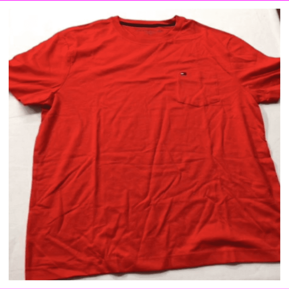 Tommy Hilfiger Men's Left Chest Pocket Classic Look T-Shirt M/Fiery Red ...