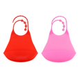 thumbnail image 1 of 2Pcs Delantal de servilleta babero de silicona para adultos Protector impermeable para la , fácil de limpiar, rosa + rojo Macarena Babero adulto mayor, 1 of 8