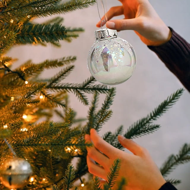 Sticky Powder Transparent Sequin Christmas Tree Pendant 6cm Christmas Beads Garland Ornament String Loops Place Decorator for Christmas Garland Decorations for Christmas Wreaths Battery Garland with