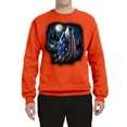 thumbnail image 2 of Wild Bobby, American Flag Howling Wolf Animal Lover Unisex Crewneck Graphic Sweatshirt, Orange, 2XL, 2 of 3