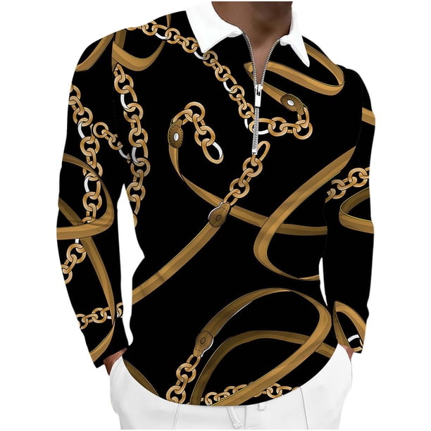 Blusa de manga larga con estampado digital colorido y media cremallera para hombre Pompotops oipoqjl47061