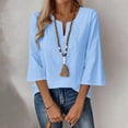 thumbnail image 4 of Vinsonshop Cotton Linen Blouse Travel Clothes Embroidered Boho Tops Floral Blouses Retro Embroidered Boho Loose-fit Cotton Top Trendy Clothes 2026 Linen Tunic Fashion 2026 Sky Blue M, 4 of 7