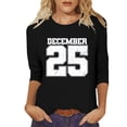 thumbnail image 2 of Craaazy Christmas Gifts For Women Crew Neck 3/4 Sleeve Xmas Shirts Funny Santa Christmas Tree Graphic Pullover Snowman Sweatshirts Womens Tops, 2 of 5