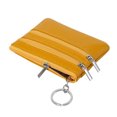 thumbnail image 5 of Monedero de piel auténtica para mujer, minimonedero con llavero, color amarillo, 5 of 5
