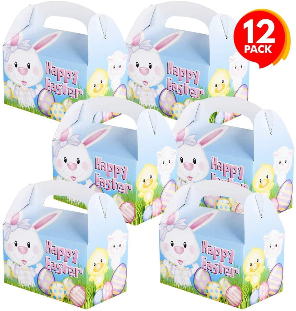 12 EASTER SPRING Party Favor Goody Loot TREAT BOXES BUNNIES With EGGS 