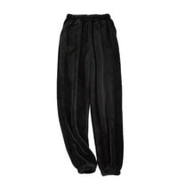 SWSMCLT Men's Pajama Pants Soft Pj Bottoms l Fleece Fuzzy Loose Fit Thick Comfy Pj Sleepwear Warm Winter Lounge Ankle Casual Baggy Black Medium