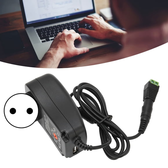 Adaptador De Corriente Universal Multifuncional Convertidor CA CC De Voltaje Ajustable De 30 W Con Puerto USB Y 8 Puntas Intercambiables Para Enrutadores Electrónicos