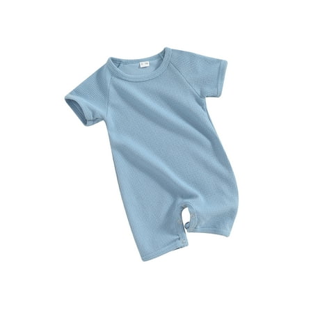 

Mioliknya Baby Girls Boys Romper Solid Color Short Sleeve Crew Neck Jumpsuits