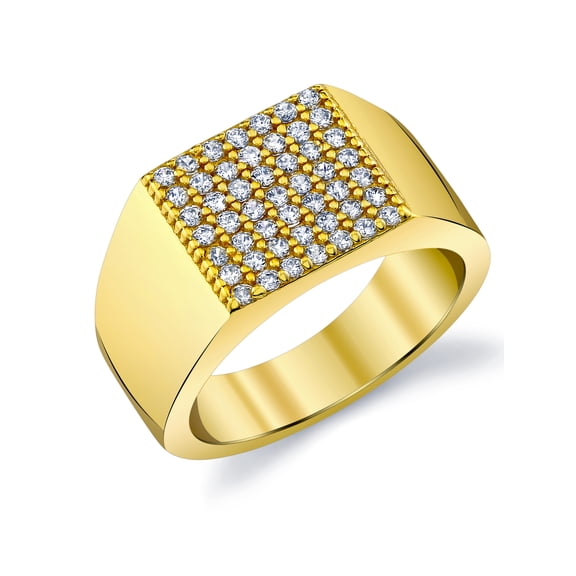 Metal Masters Mens Sterling Silver 925 14K Gold Plated Wedding Band Engagement Ring Cz 11mm