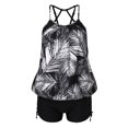 thumbnail image 4 of FhsagQ Womens Swimsuit Sets with Robe Women's Swimwear Tankini 2 Piece Normal Swimsuit Backless 2 Piece Printing Adjustable Print Color Padded Strap Bathing Suits Vacation Beach Wear Black XL, 4 of 8