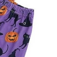 thumbnail image 4 of YWOAGH Tenue Adorable d'Halloween pour Fille Tout-Petit Robe Décontractée Imprimé Chat Citrouille Douce Ensemble de Jeu pour Automne Hiver Port Confortable Violet, 4 of 8