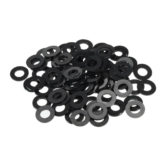 Arandela plana de nylon Uxcell M8, paquete de 200, 8 mm ID 16 mm OD 1.5 mm de grosor, anillo de junta de sellado, negro