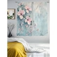 thumbnail image 2 of Pink Spring Flower Sheer Curtains for Living Room Bedroom Retro Blue Wall Mottled Pastoral Sheer Curtains 72 Inch Long 2 Panels Set Light Filtering Curtain Window Treatments Drapes for Dining Room, 2 of 6