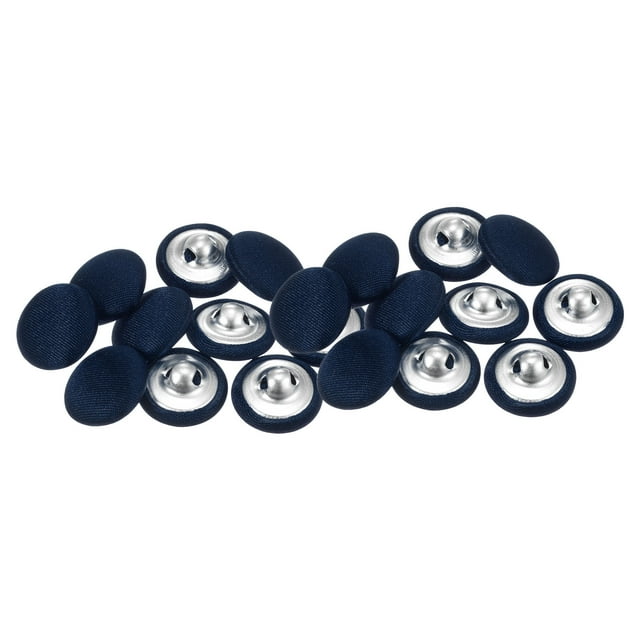 Unique Bargains 20Pcs Fabric Cloth Covered Button 15mm Round Metal Sewing Buttons for Suits Blouses Sweaters, Navy Blue