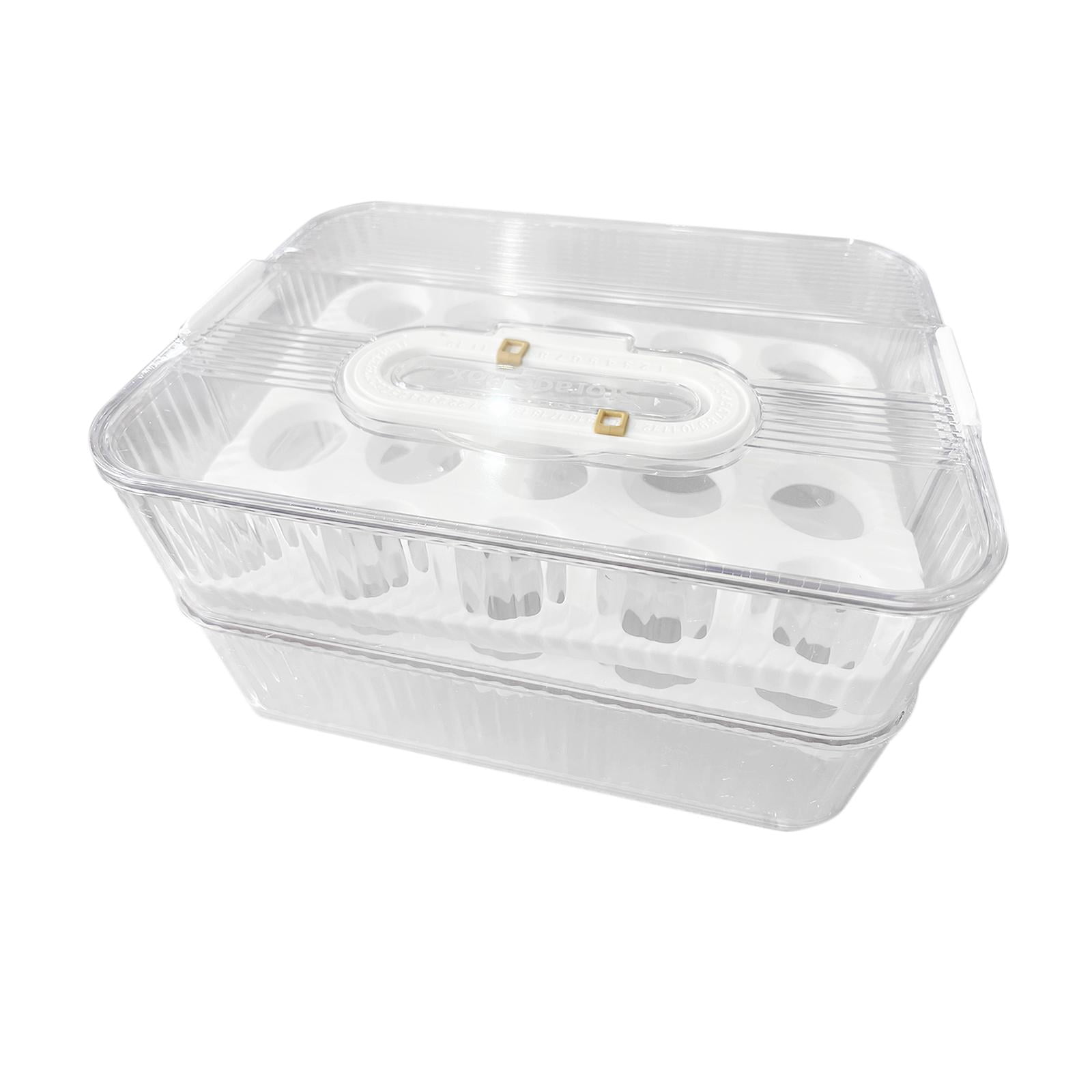 Fiocias Egg Container Freshness Timer Support Stackable Eggs Tray Bins Egg Fresh Storage 2 Layer and Clear