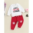 thumbnail image 3 of Arvbitana Valentine's Day Toddler Baby Boys 2Pcs Outfits Long Sleeve Letter Print Sweatshirt + Trousers 6M 9M 12M 18M 24M 3T Infant Casual Spring Fall Long Pants Sets, 3 of 9