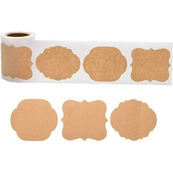 Nvzi Kraft Mason Jar Labels Natural Brown Paper Decorative Stickers Xmas Gift Present Blank Tags Self-Adhesive for Mason Jars Oil Glass Bottles Container Cookie Canning Bakery Supplies (300 pcs)