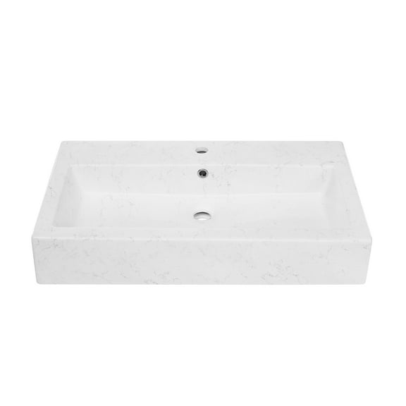 Lausanne Wide Rectangle Wall Hung Sink in Static Marble