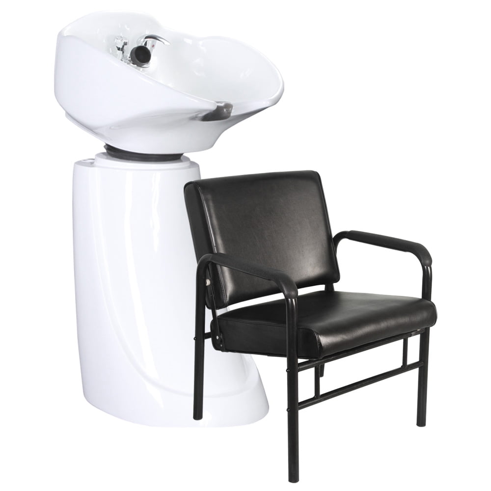 White Free Standing Salon Shampoo Backwash Unit Bowl SU83W & SPC20