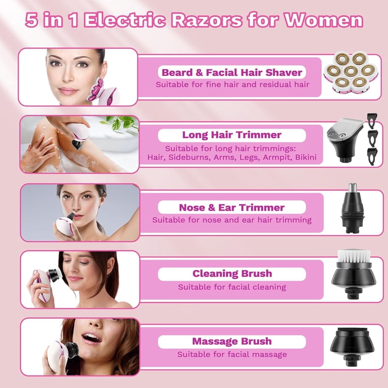 Obacre 7D Electric Razor for Women, 5-in-1 Cordless Shaver photo 7
