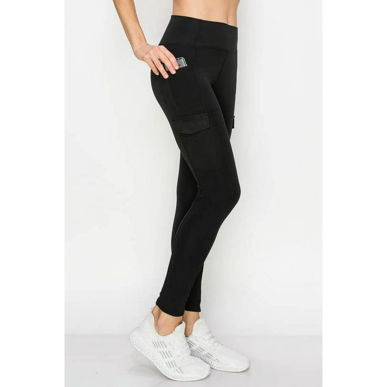 LA7 Cargo Pocket Legging for Women for Gyming, Cycling, Yoga, Workout,  Large/X-Large, Black