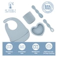 thumbnail image 2 of BabyX Silicone Baby Starter Kit, 5 Pieces First Feeding Set, Including Training Spoon, Fork, Cup, Bib and Heart Shaped Bowl (Blue), BPA-Free, Baby Utensils Supplies, Microwave/Dishwasher Safe, 2 of 6