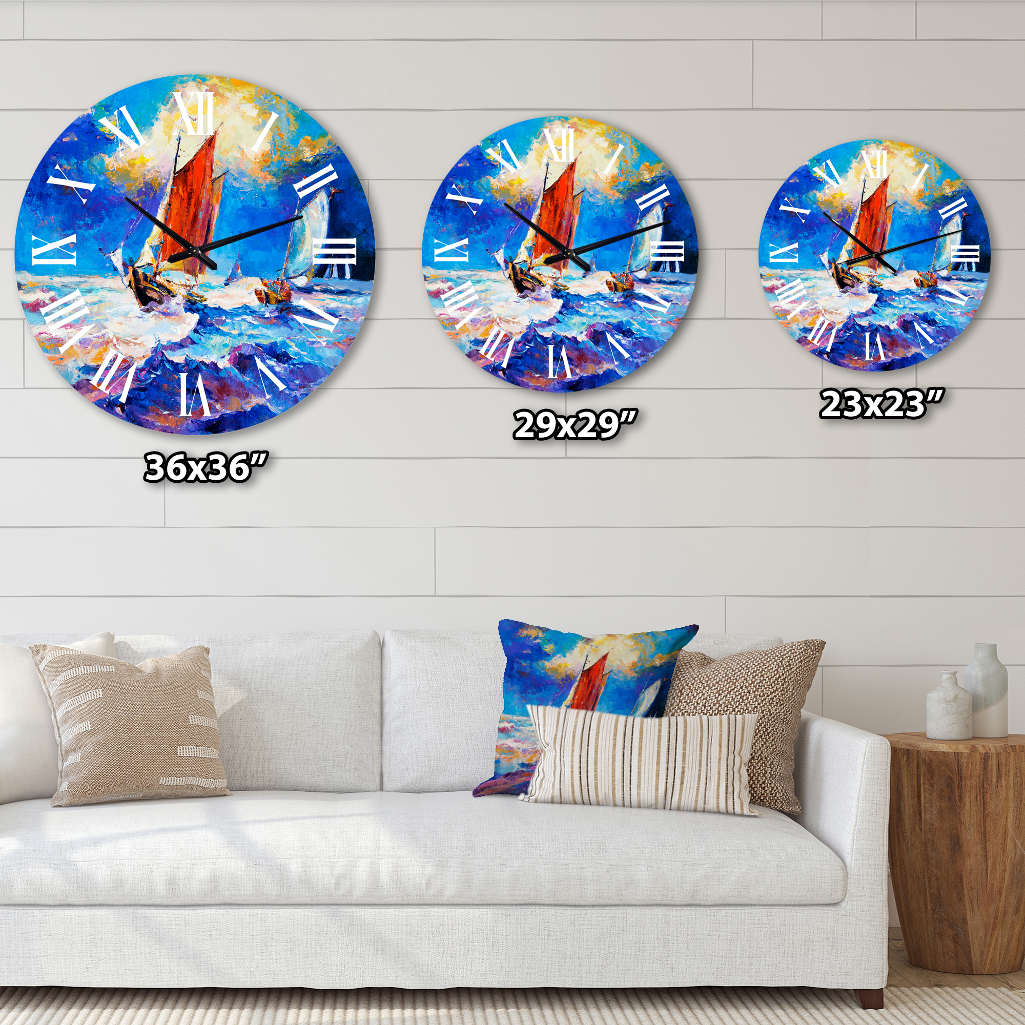 Designart 1 in Quartz Coastal Wall Clock
