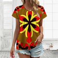 thumbnail image 3 of Floral Symmetric Colorful Vibrant Pattern Women's Blouse Short Sleeve Women's Top T-Shirt Spring Summer Clothes, 3 of 7