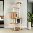 thumbnail image 2 of Pefilos 64" Modern Cat Tree Tower for Indoor Cats, Multi-Level Cat Condo with Scratching Posts, Perch, Washable Removable Cushions, Cat Furniture, Beige, 2 of 8
