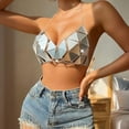 thumbnail image 4 of Kilaqueen Sparkly Sequin Bras for Women Spaghetti Strap Halter V Neck Bikini Tops Fashion Sexy Club Party Festival Outfits, 4 of 9