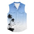 thumbnail image 4 of Erwazi Men's Hawaii Printed Lapel Button Down Vest Sleeveless Collared Beach Casual Summer Top with Chest Pocket, 4 of 6